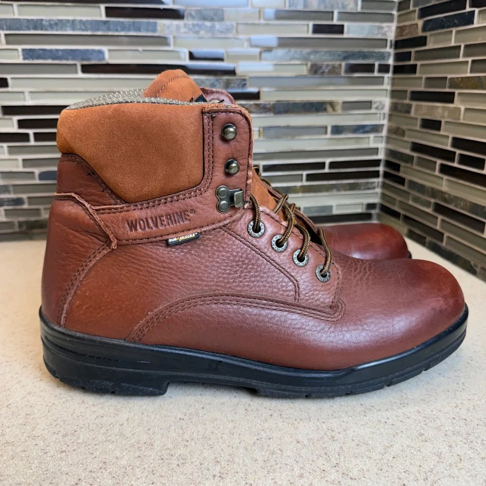 Wolverine DuraShocks Mens 11.5 W Brown Leather Work Boots W03122 Oil Resistant